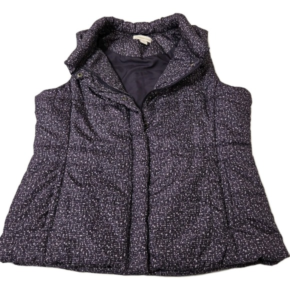 Coldwater Creek Puffer Vest Women's L(14) Purple Speckled Zip Up W/Lined Pockets - Picture 1 of 5